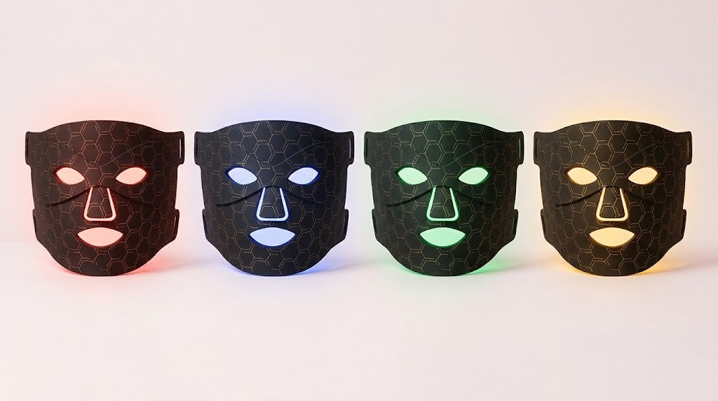 La máscara facial LED con luces de distintos colores